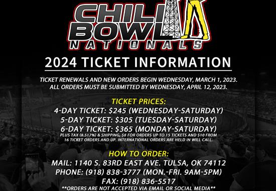 Chili Bowl Ticket Renewal Deadline Is This Wednesday!