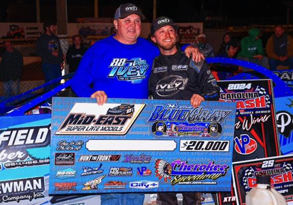 Trent Ivey pockets second $20,000 payday at Cherokee Speedway in Blue/Gray