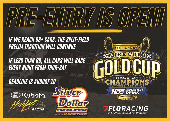 Pre-Entry to Determine Format of 71st Gold Cup Race of Champions on August 21-23