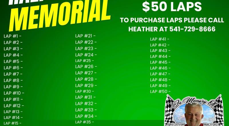 LAPS AVAILABLE FOR THE RALPH BLOOM MEMORIAL - $50.00 EACH!!