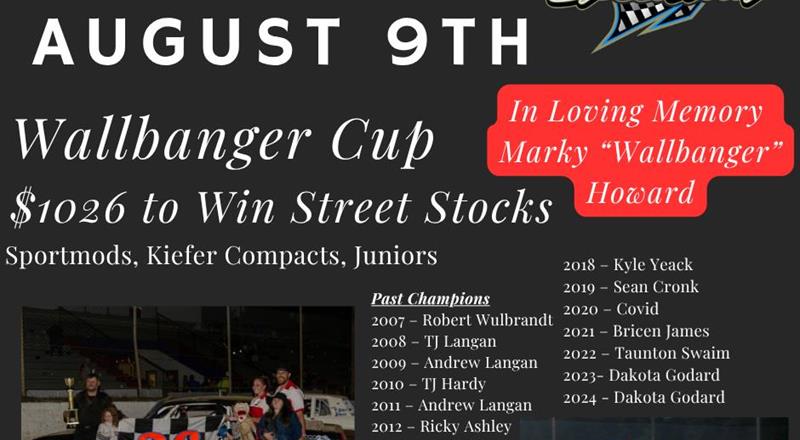 FRIDAY NIGHT KART RACES & SAT, AUG 9TH IS WALLBANGER CUP