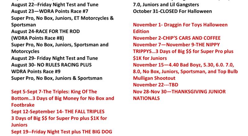 Updated Schedule for the Remainder of 2025