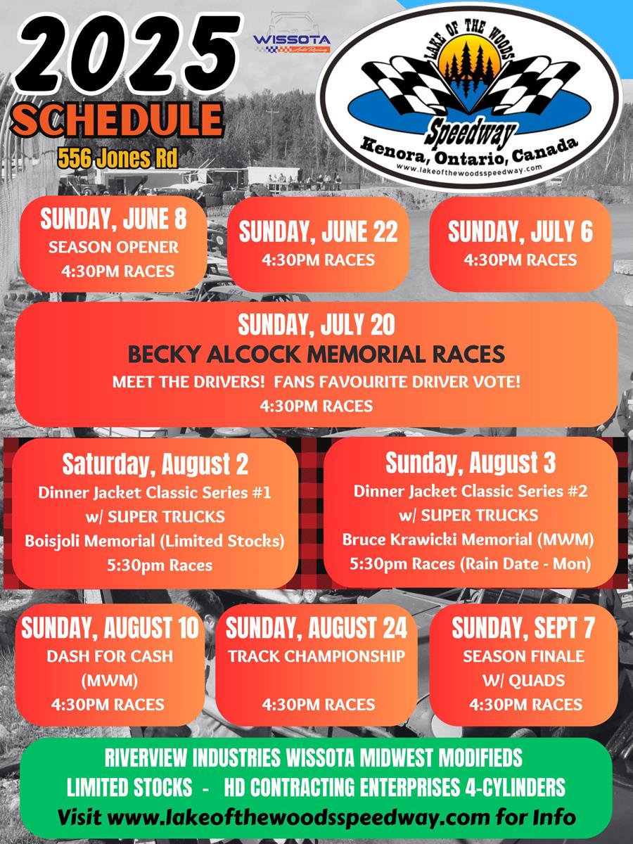 2025 Lake of the Woods Speedway Schedule