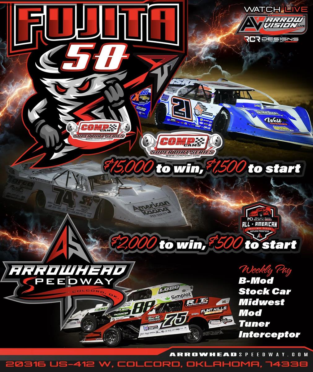 Arrowhead Speedway's CCSDS Fujita 50 Consolidated to Friday Only