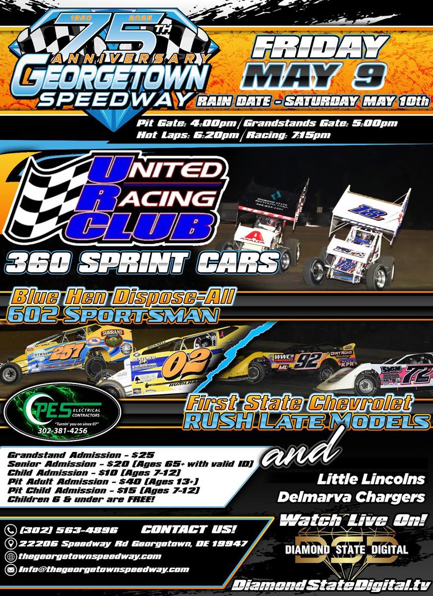 Friday Night Racing at Georgetown Speedway Set for May 9; Rain Date Added for Saturday, May 10