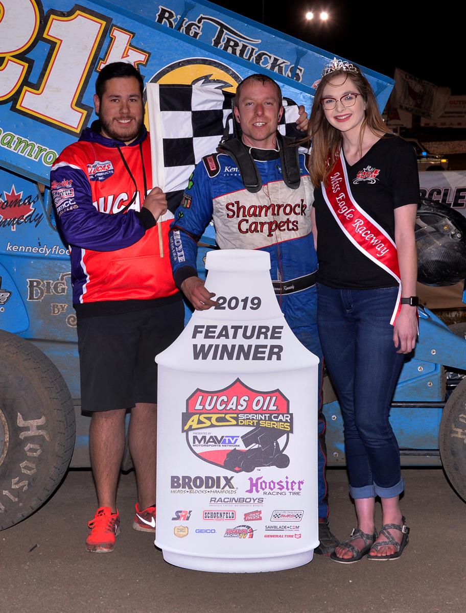 Kennedy Wins With Last Lap Pass At Eagle Raceway With The Lucas Oil American Sprint Car Series