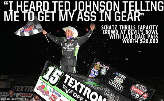 Schatz Thrills Massive Crowd at Devil’s Bowl with Late Race Pass Worth $20,000