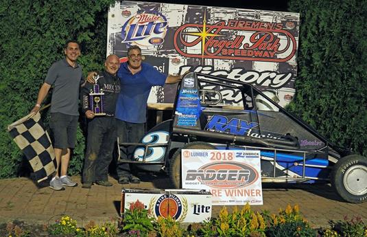 "Baran & Ray score Angell Park midget wins"   “First twin-feature event at track since 1982”