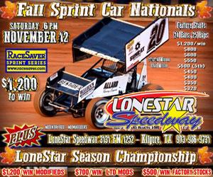 BIG DOUBLE-HEADER COMING to LONESTAR SPEEDWAY - SATURDAY, NOV. 12 at 6pm!