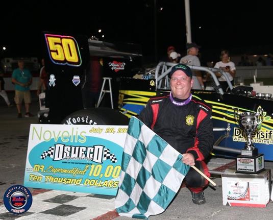 Dave Gruel Holds Off Dave Danzer to Win Second $10,000 Mr. Novelis Supermodified Title on 37th Birthday