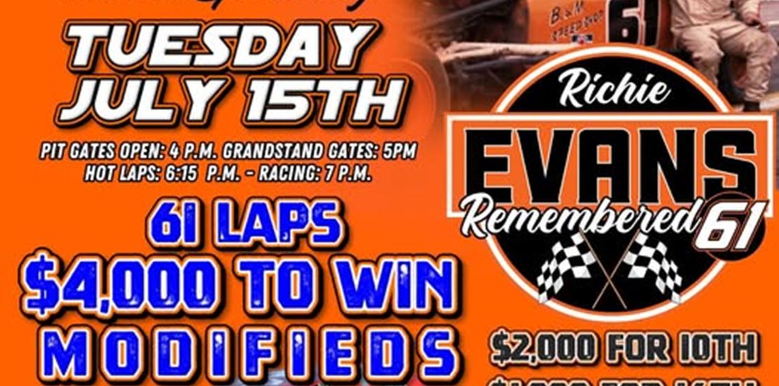 Richie Evans Remembered 61 coming up on Tuesday Ju...