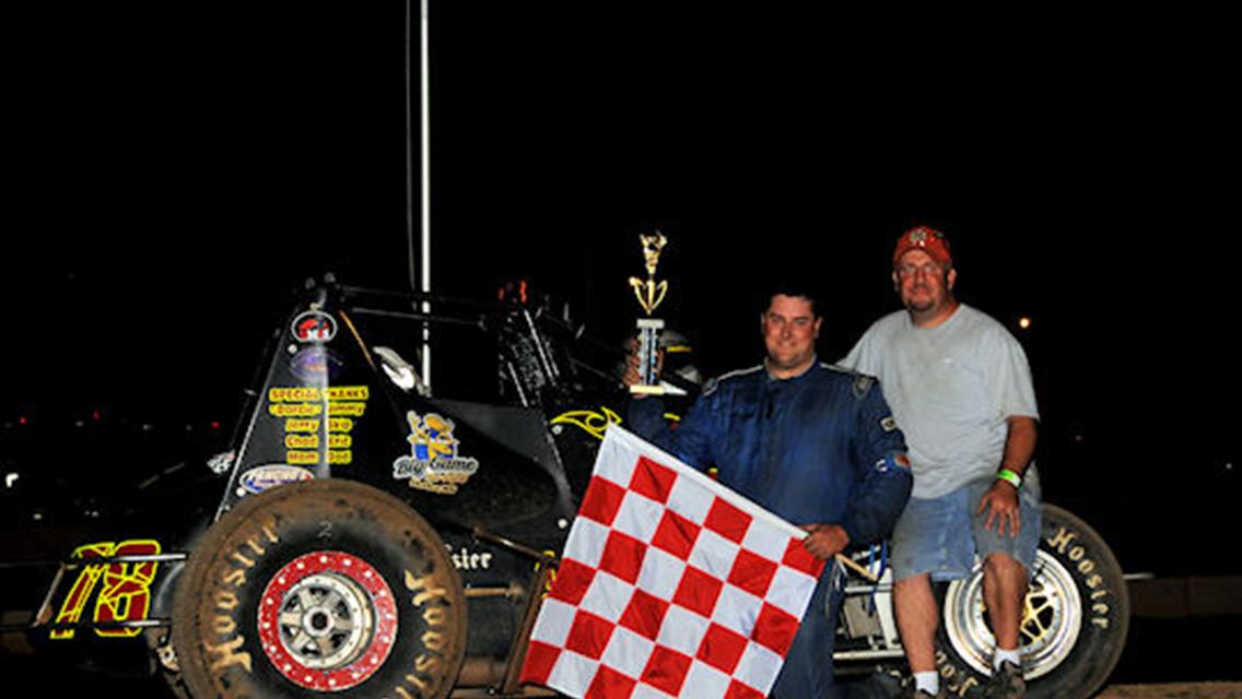Rob Caho Jr. in Victory Lane following his Traditional 30 win at St. Croix Valley Raceway on June 8.