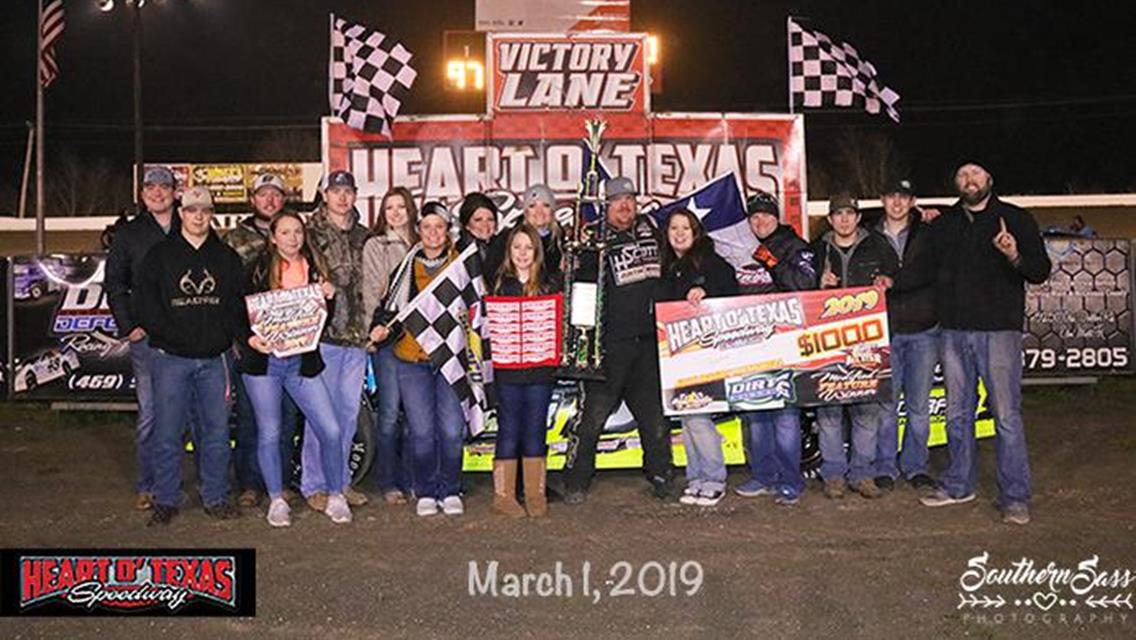 Jeff Hoegh was the $1,000 Jack Bagby Memorial IMCA Modified feature winner at Heart O Texas Speedway