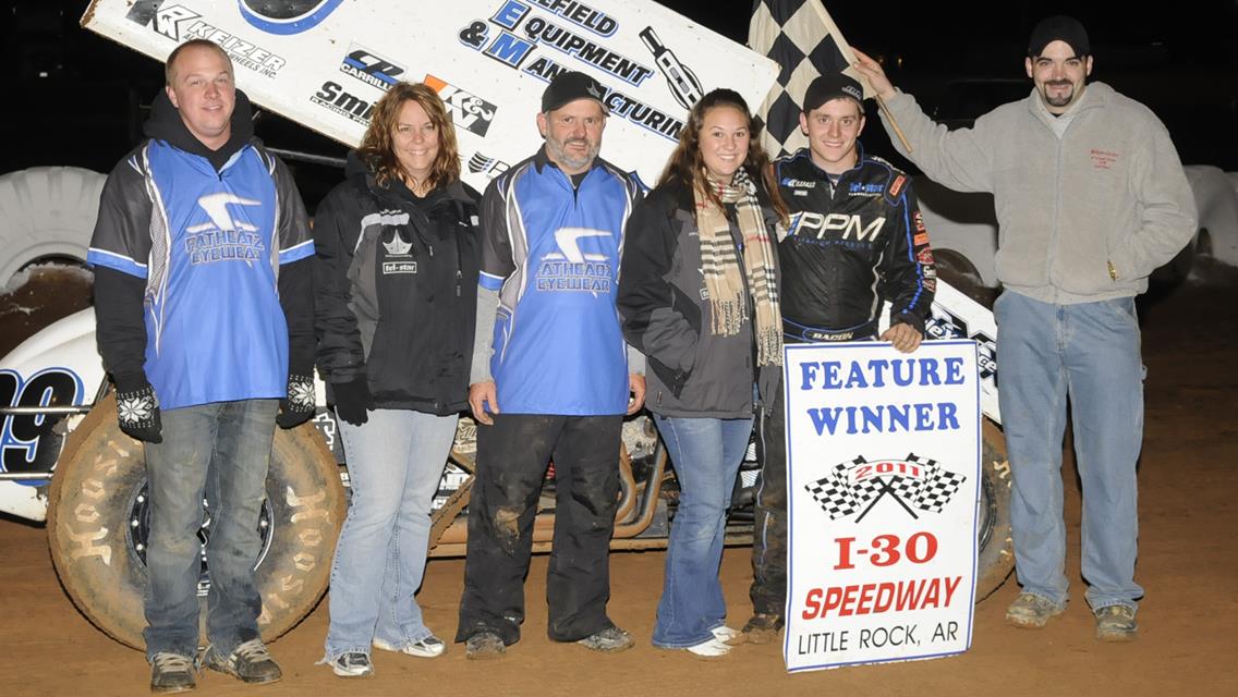Brady and the #99 team in Victory Lane at Little Rock (Rob Kocak Photo)