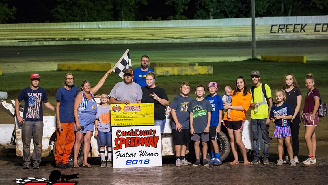 Kevin McSperitt Up To Eight Wins At Creek County Speedway With Danny Smith, Joe Wright, Larry Pense, and Robert Scott On Top