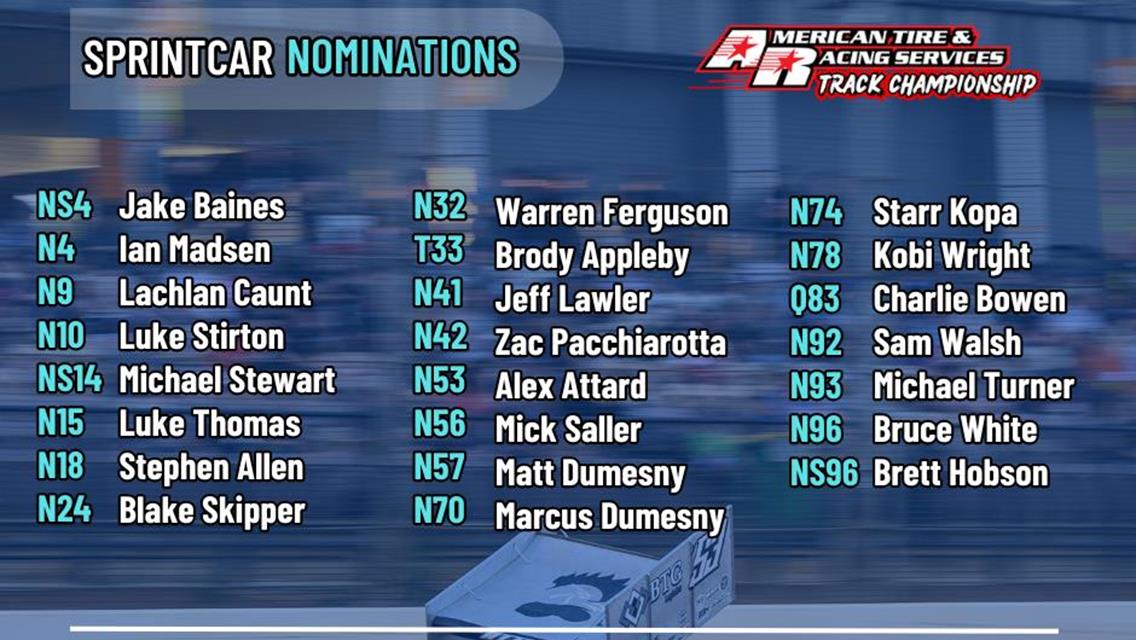 SPRINTCAR NOMINATIONS ARE IN - Saturday April 5