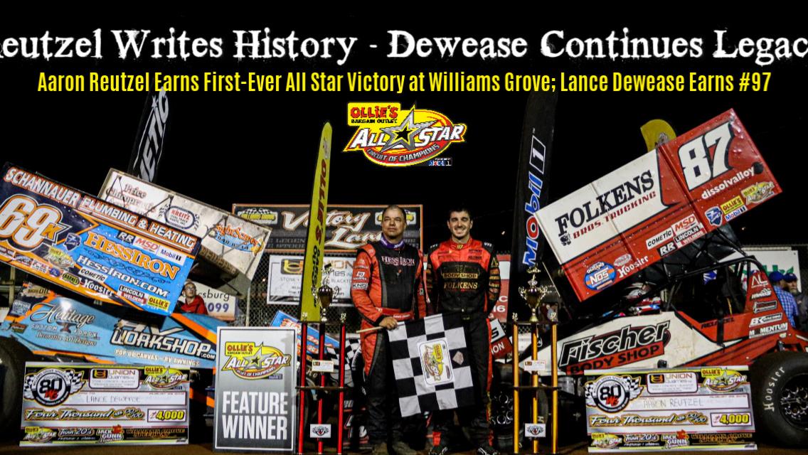 Aaron Reutzel leads All Stars to victory during Jack Gunn Memorial at Williams Grove Speedway; Dewease gets redemption during second 20-lapper