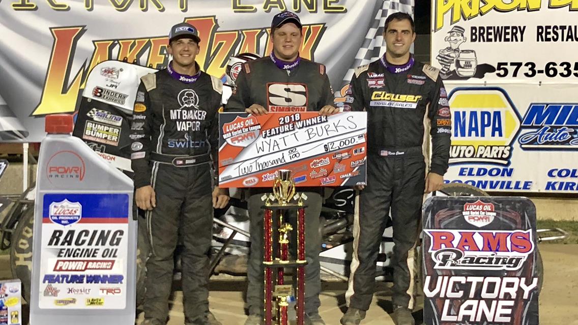 WYATT BURKS STEALS NIGHT ONE OF NON-WING NATIONALS AT LAKE OZARK WITH LATE-RACE PASS, EARNS SEVENTH-CAREER TRIUMPH!