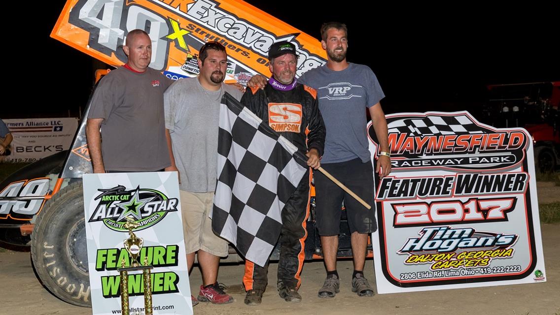 Tim Shaffer holds back Danny Dietrich for Waynesfield Ohio Sprint Speedweek presented by Cometic Gasket victory