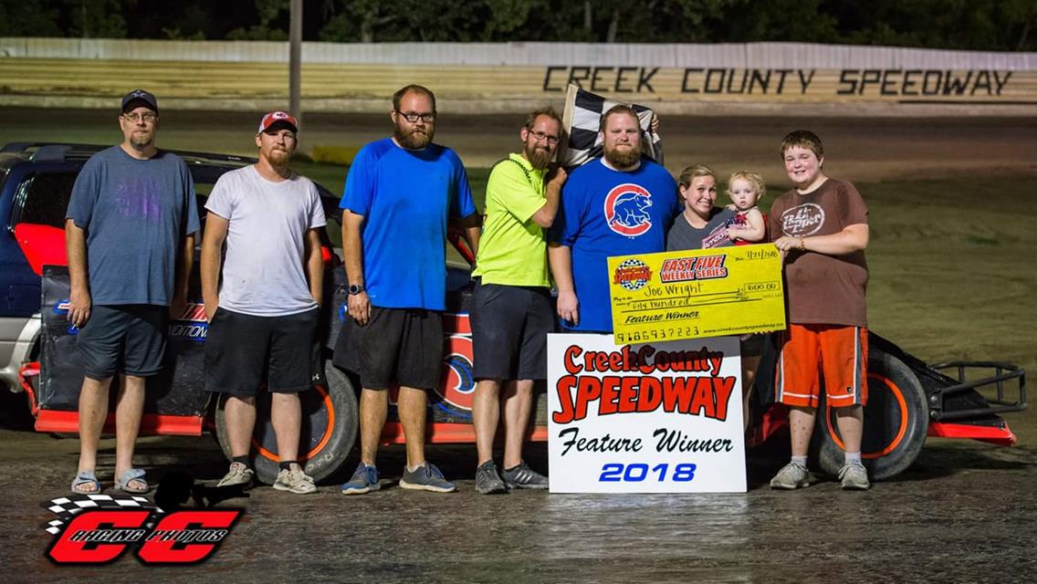 Kevin McSperitt Up To Eight Wins At Creek County Speedway With Danny Smith, Joe Wright, Larry Pense, and Robert Scott On Top