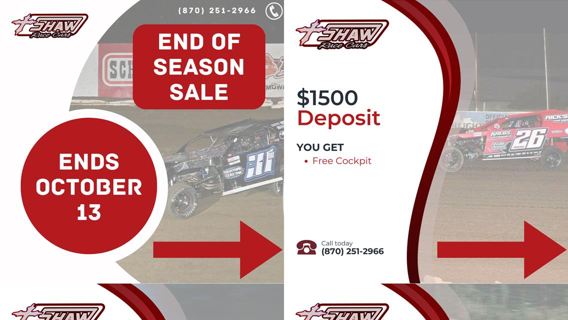 2023 Shaw Race Cars End of Year Sale Announced!