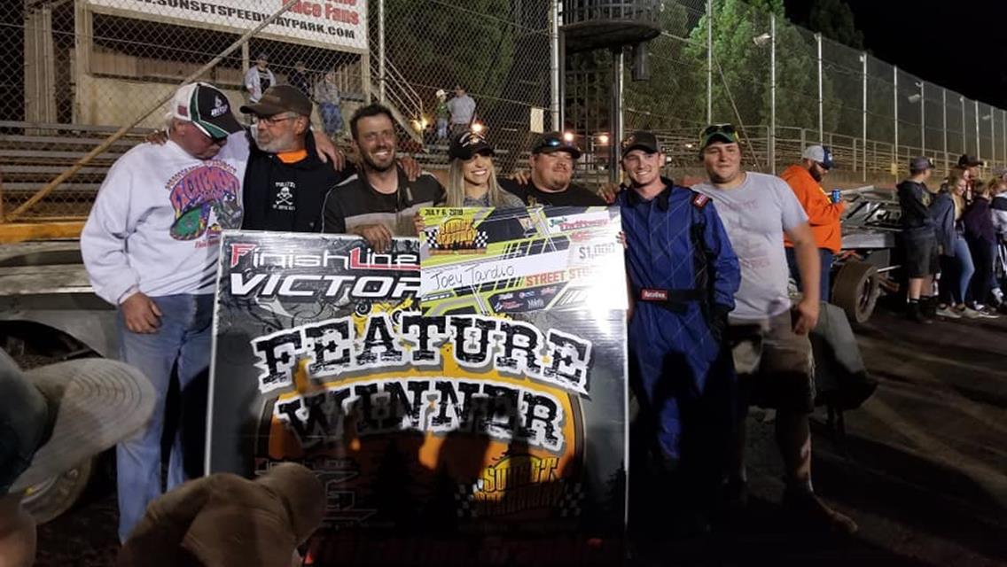 Joey Tardio Wins 2019 Jim’s Thriftway 100; Walters, Schott, “Crimson” Skies, Chandler, Little, And Logsdon Record July 6th Wins At Sunset