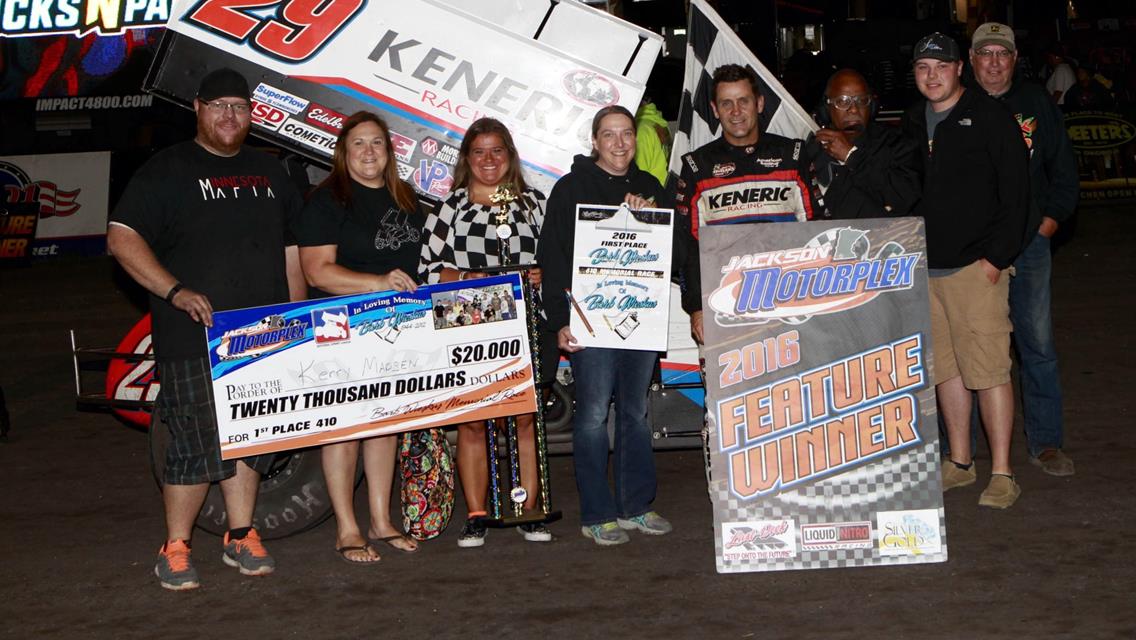 Kerry Madsen Captures $20,000 Prize During Barb Wieskus Classic With National Sprint League at Jackson Motorplex; Bakker and Smith Also Win