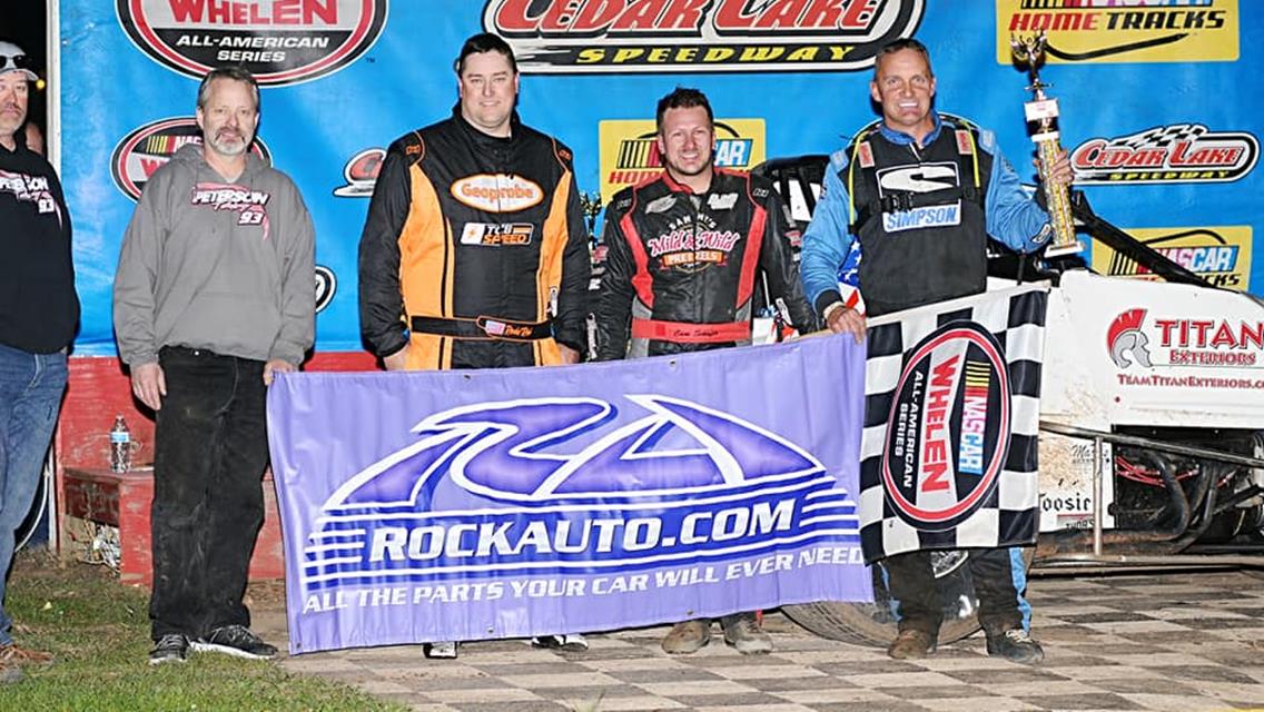 Brad Peterson tops the PIRTEK  UMSS Field for Battle of the Bus Night at Cedar Lake Speedway