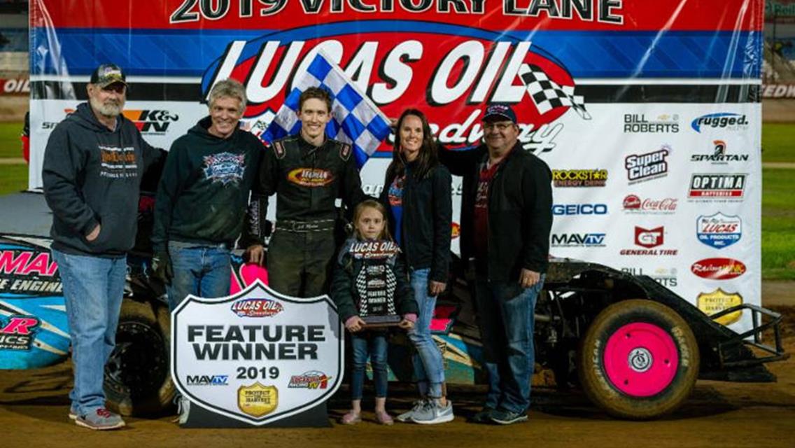 Morton uses last-lap heroics to grab USRA B-Mod headliner; Marrant, Flood, Reed also prevail at Lucas Oil Speedway