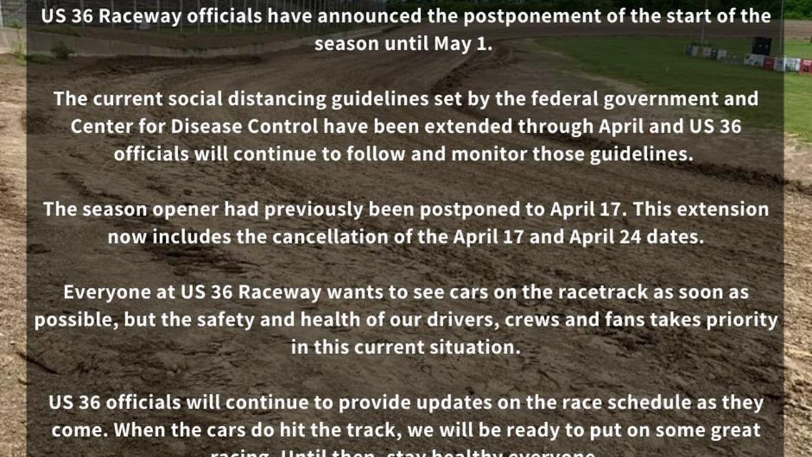 US 36 Raceway Season Opener Postponed Until May 1