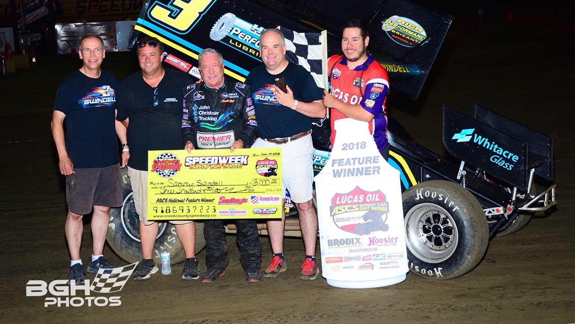 Swindell Triumphs With Lucas Oil ASCS In First Creek County Speedway Visit