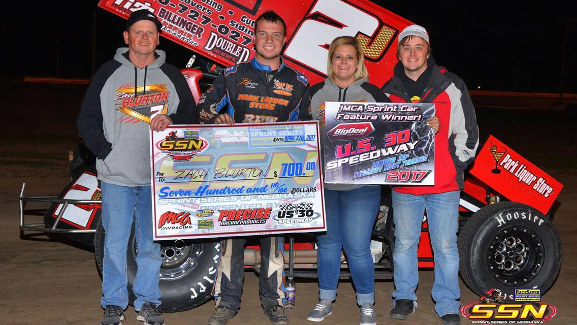 Blurton Records First Feature Victory of the Season at U.S. 30 Speedway