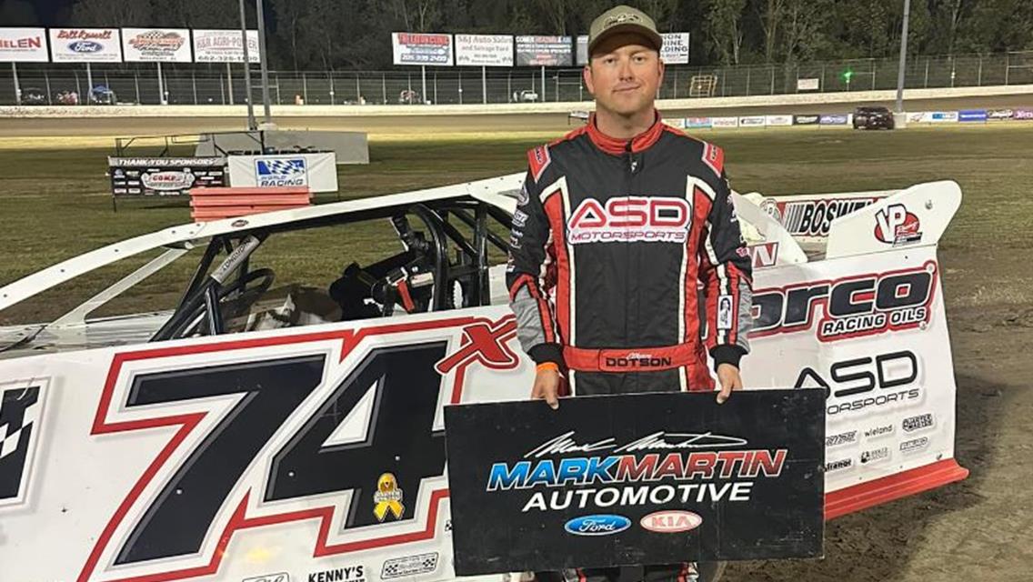 Ethan Dotson led the way in the Cotton Pickin&#39; prelim at Magnolia Motor Speedway (Columbus, Miss.) on Friday, October 11.