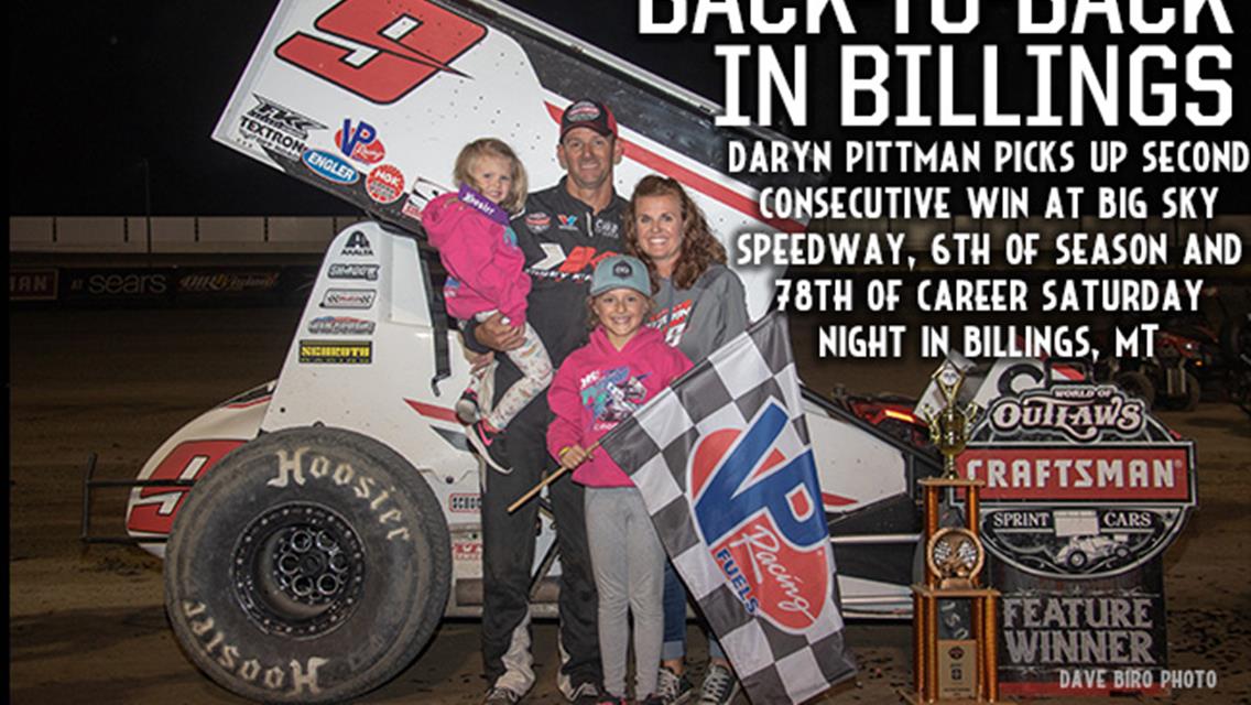Pittman Goes Back-To-Back at Big Sky Speedway for 6th Win of Season