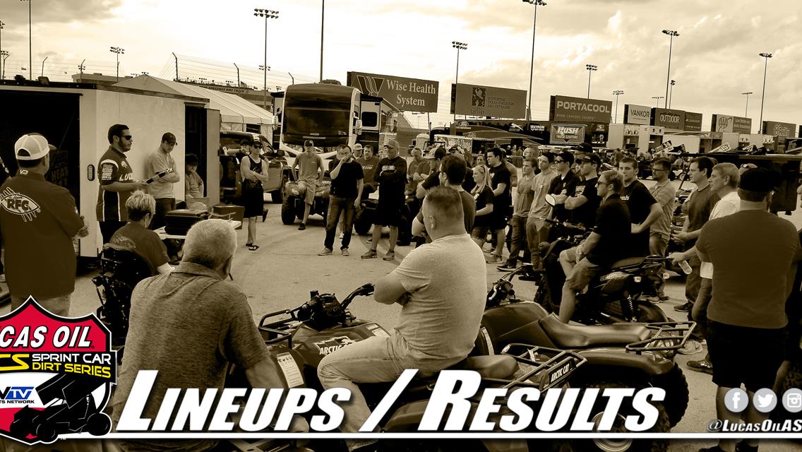 Lineups / Results - Creek County Speedway Fall Fling