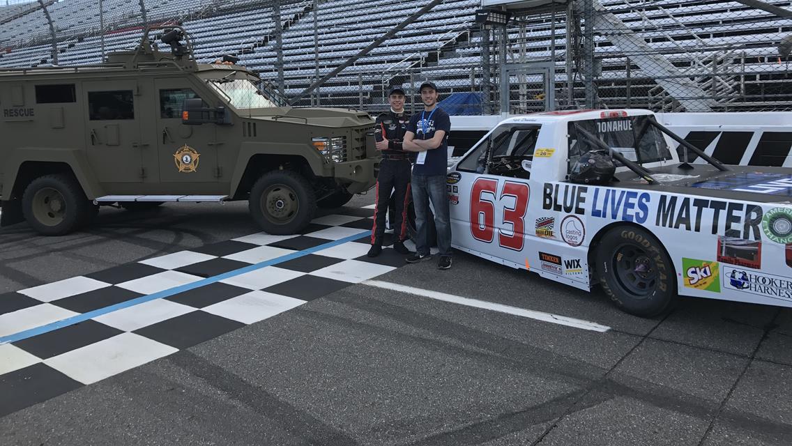 Donahue makes 2nd NASCAR start and supports Blue Lives Matters.......