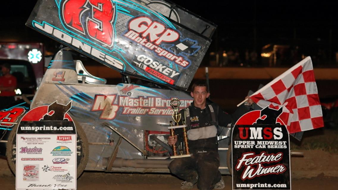 Andy Jones in Victory Lane at St. Croix Valley Raceway Friday night July 29.