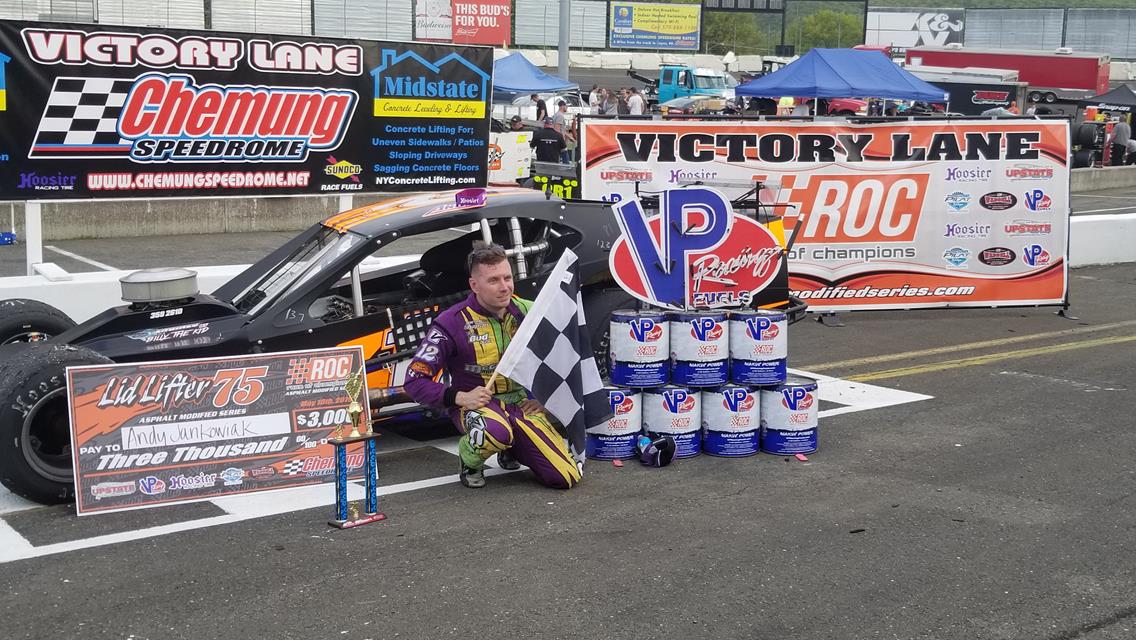 ANDY JANKOWIAK OPENS RACE OF CHAMPIONS ASPHALT MODIFIED SERIES SEASON WITH A WIN AT CHEMUNG SPEEDROME IN FRONT OF SUN DRENCHED CROWD