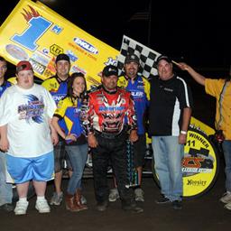 Attached Photo: Danny Lasoski won Friday night&amp;#39;s Speedway Motors ASCS Warrior season finale at Valley Speedway in Grain Valley, MO. (Joe Orth photo)