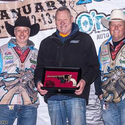 Larry Henk with Rio Grande Waste Services (center) joined by Wild West Shootout Marketing Director, Jason Babyak (left) and event co-promoter, Chris Kearns (right)