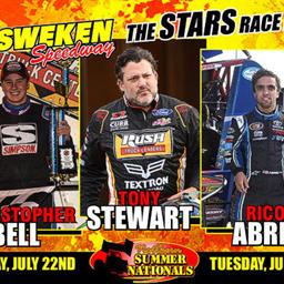TONY STEWART, CHRISTOPHER BELL AND RICO ABREU TO RACE AT OHSWEKEN FOR TWO-DAY NORTHERN SUMMER NATIONALS ON JULY 22-23
