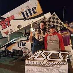 David Hoiness Tops Rained Delayed Brodix ASCS Frontier Outing at Electric City Speedway