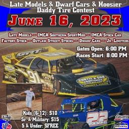 Late Models, Dwarf Cars and Hoosier Daddy Tire Throwing Contest