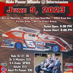 Outlaw Modifieds and Kids Power Wheel Races at intermission