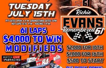 Richie Evans Remembered 61 coming up on Tuesday July 15th