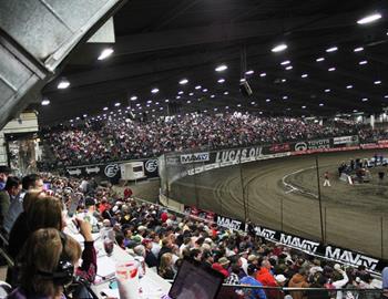 The crowd as seen from the Announcers stand at the 2012 Chili Bowl. 