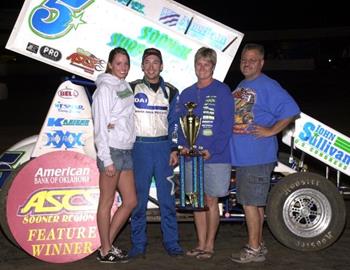 Gary Taylor and company in ASCS Sooner Region victory lane at Cowtown Speedway