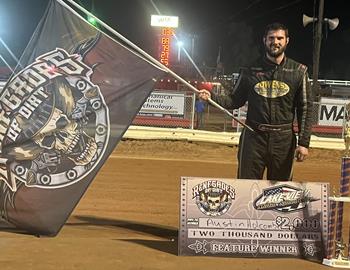 Austin in Victory Lane at Lake View Motor Speedway on September 17.
