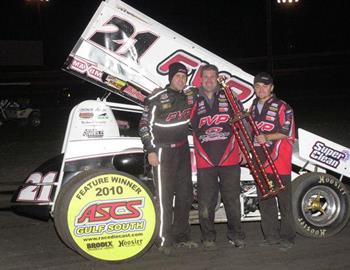 Brian Brown and crew in victory lane as Sprint Cars return to Battleground Speedway for the first time in ten years