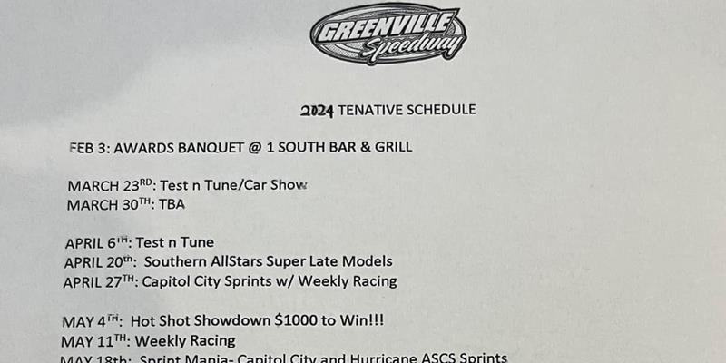 2024 Greenville Speedway Scheduled Revealed